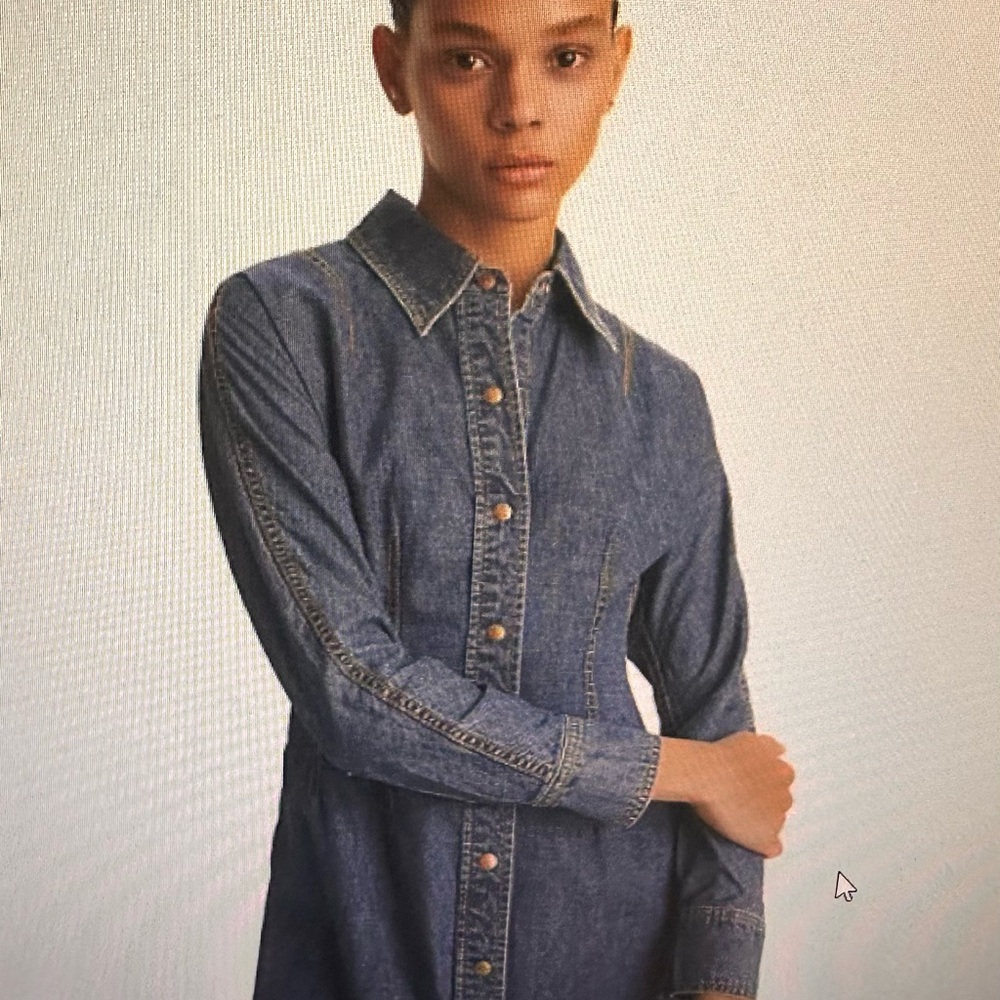 NWT - Tory Burch Blue Long Sleeve Shirt Dress - Picture 3 of 9